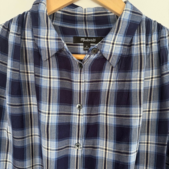 Madewell Tops - Madewell Plaid Soft Viscose Button-Front Blouse Lightweight Layering Size M